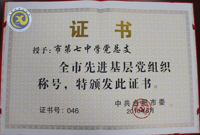 合肥七中榮獲全市先進基層黨組織稱號(圖2)