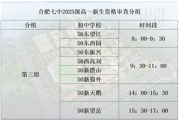 合肥七中2025級(jí)高一新生錄取通知發(fā)放及資格審查通知(圖3)